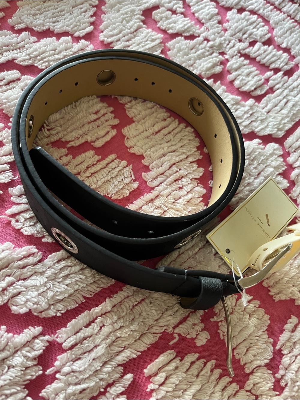 NWT Adrienne Vittadini Black Leather Strap with Silver-Tone Buckle Size L/XL - Picture 7 of 8